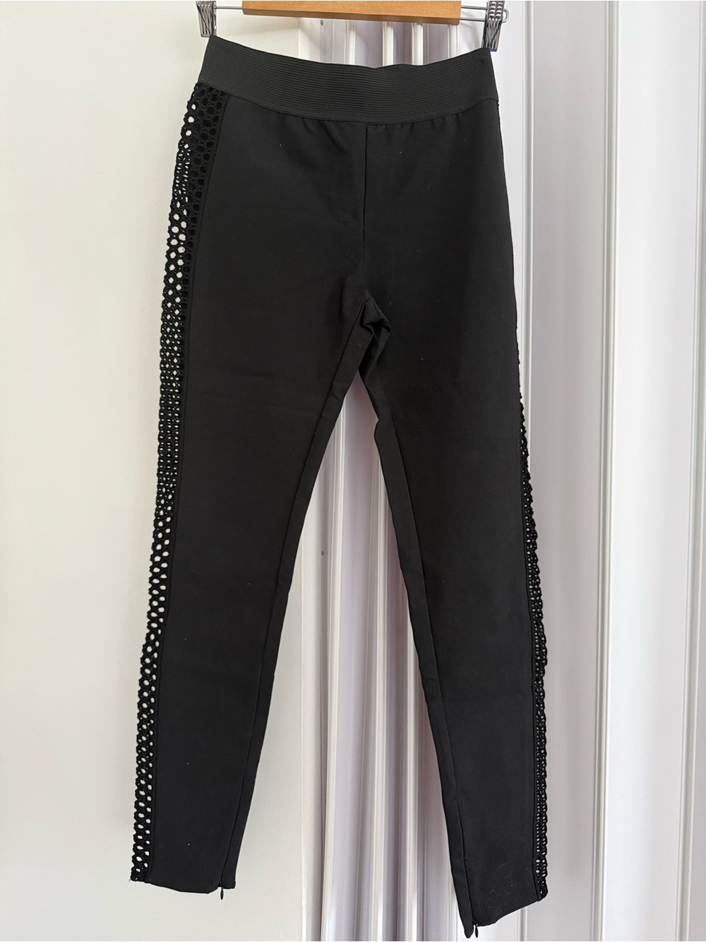 Stella McCartney Black Skinny Pants with Mesh Side Panels